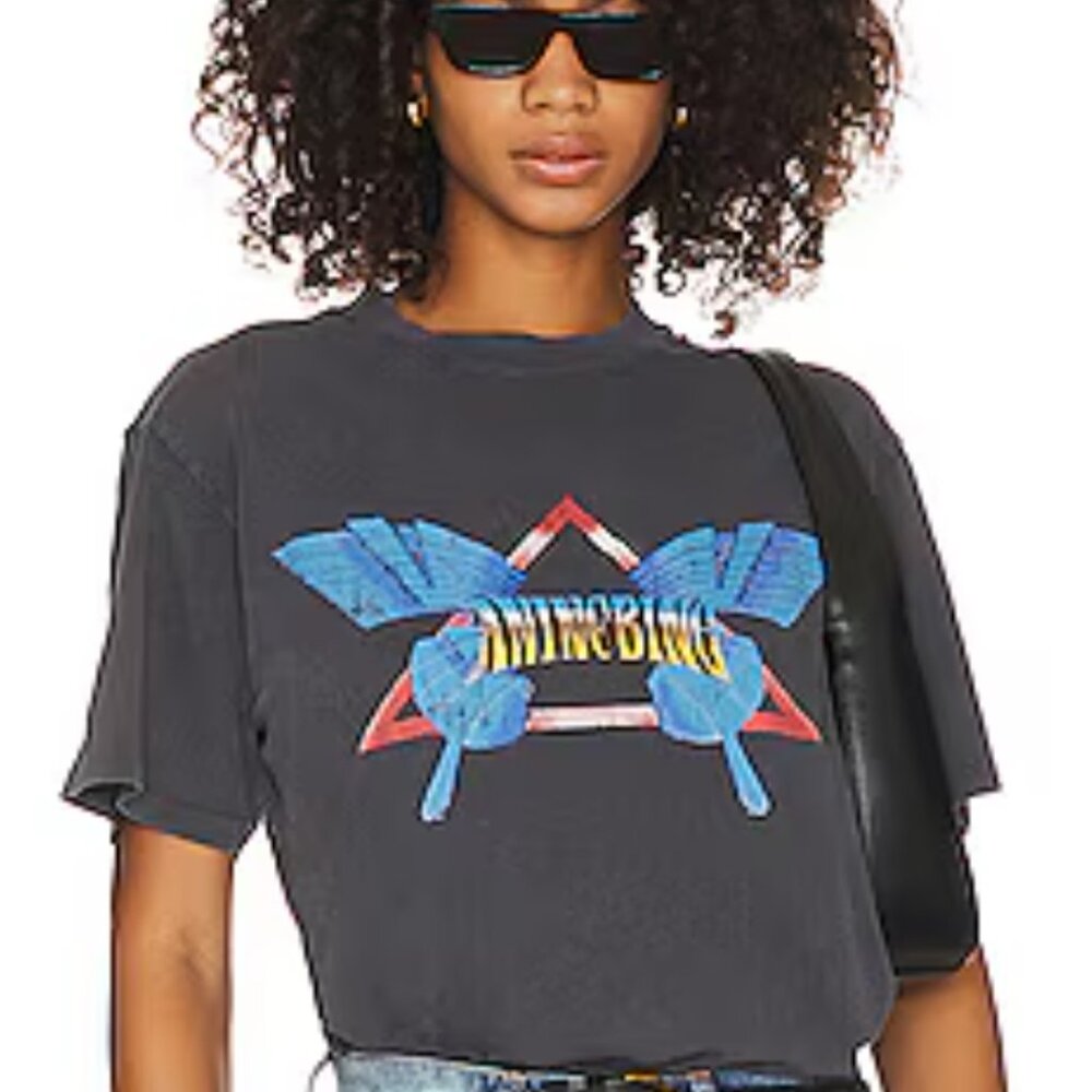 Anine Bing Lili butterfly tee in washed black